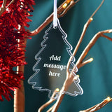Personalised Engraved Acrylic Tree Shape Christmas Bauble Message