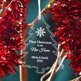 Personalised Green or White First Christmas in our New Home Bauble