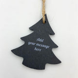 Personalised Engraved Slate Christmas Tree Bauble Any Message